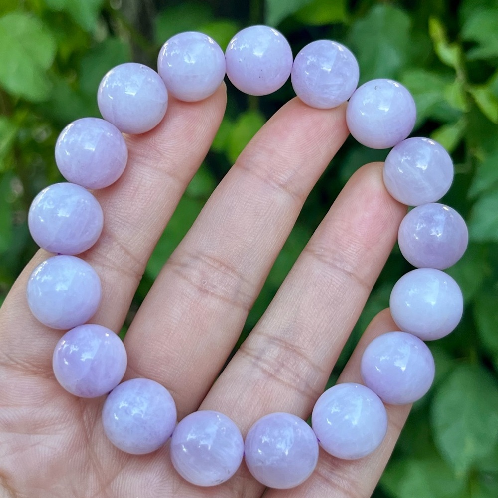 13mm stretchable natural cat eye kunzite‎ bracelet - Picture 5 of 10